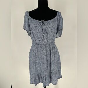 ABERCROMBIE & FITCH BLUE & WHITE PETITE FLOWERS PEASANT STYLE MINI DRESS‎